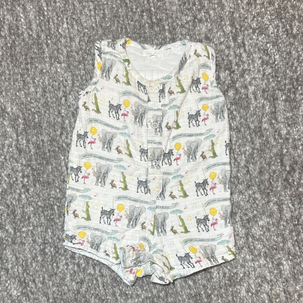 EUC Nola Tawk And they all ask for you Muslin romper 6/12mo